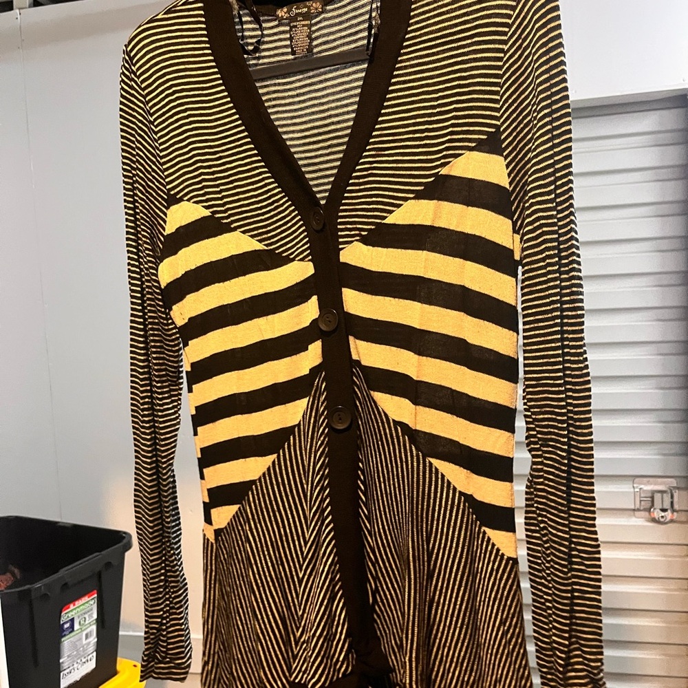 Finesse Black and beige Striped Top